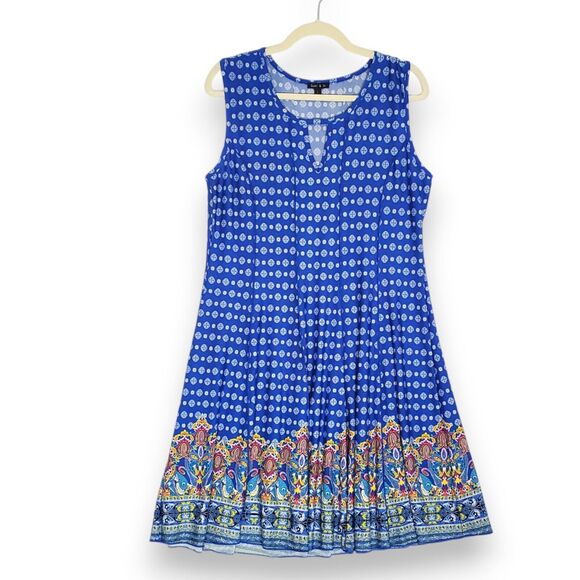 Sami & Jo Dress Multicolored Women L Sleeveless Fit & Flare V neck Grannycore - Picture 1 of 8